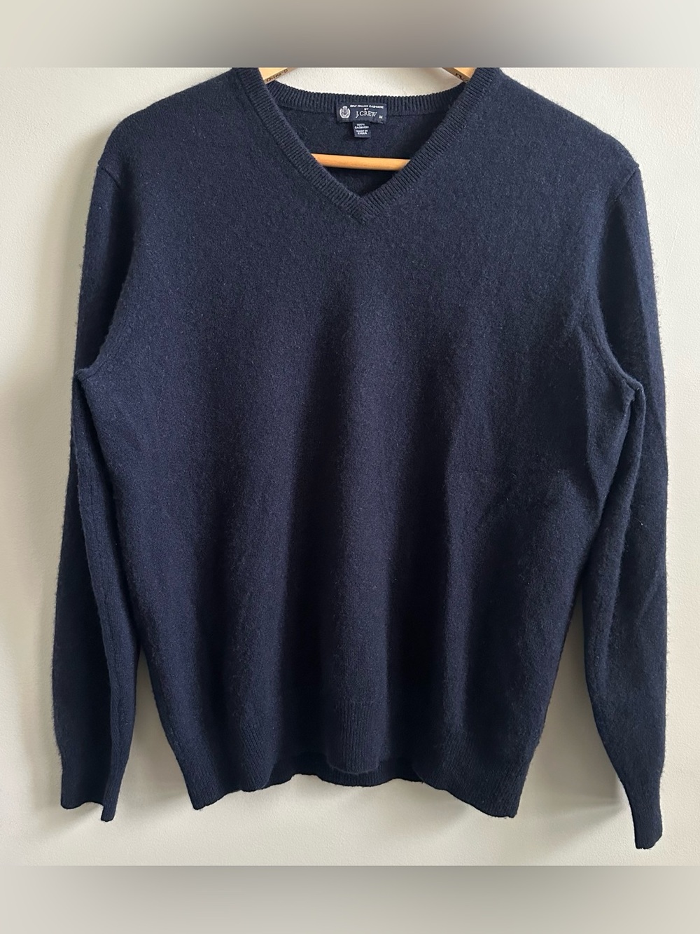 J.Crew 100% Cashmere Navy Blue V-Neck Sweater M
